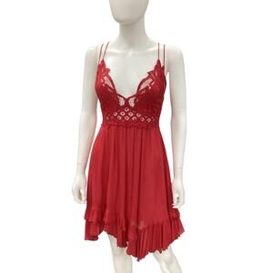 Free People Red Lace Midi Dress